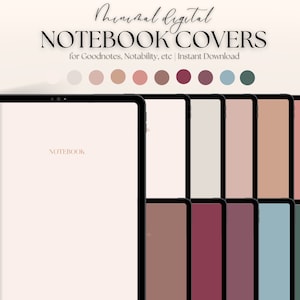 Digital Notebook Covers for Goodnotes and Notability, Digital Bullet Journal Cover, 10 Color Oprions