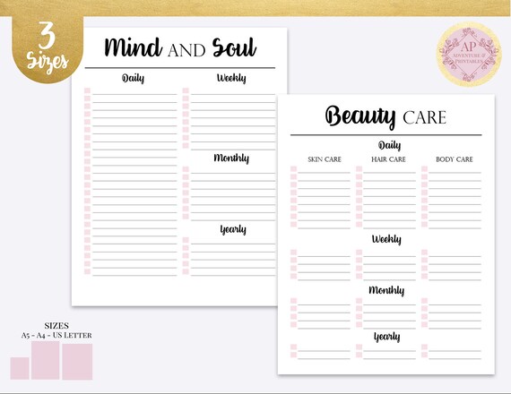 Self Care Routine Beauty Routine Planner Mental Health Etsy