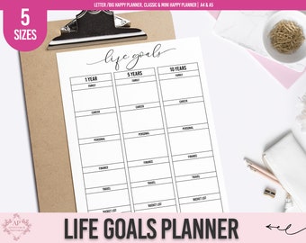 Life Goals Planner - Life Planner Printable, Long Term Goals Planner, 5 Year Plan, 10 Years Plan, Career Goals
