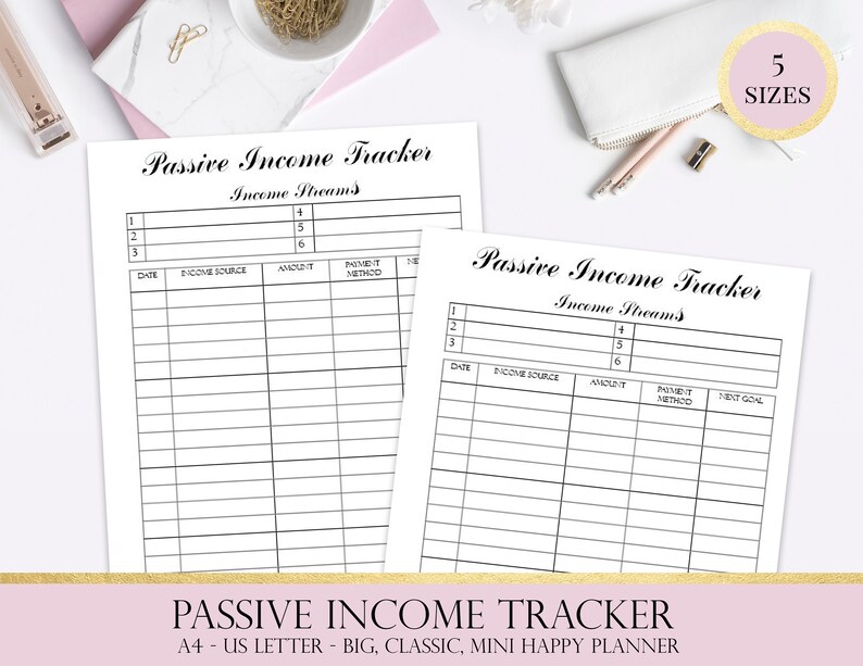 Passive Income Tracker Monthly Passive Income Printable Page | Etsy