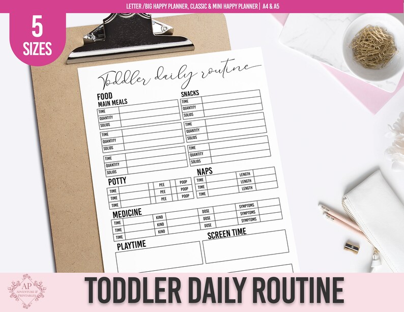 Toddler Daily Routine Planner, Toddler Eating Schedule, Toddler Sleeping Schedule Planner image 1