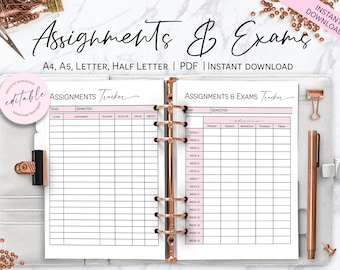 Assignments ans Exams Tracker, Student Exam Preparation List, Semester Exams List, Test List