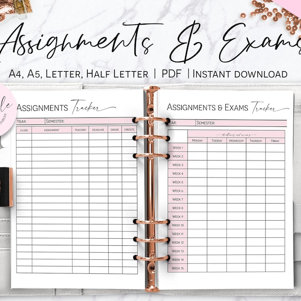 Semester Assignments Check List - Etsy