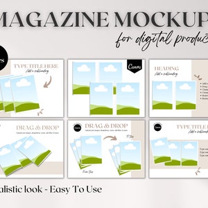 Magazine Mockup Canva Template, Canva Magazine Mockups, Ebook mockup templates