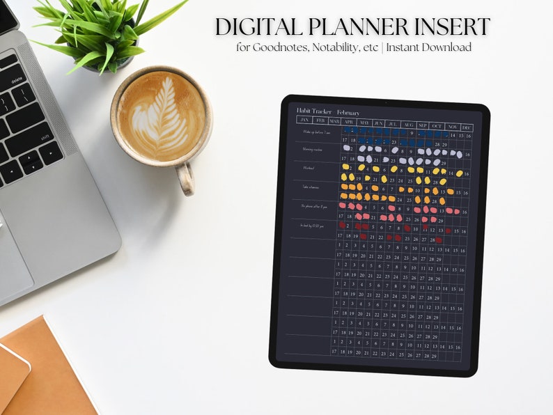 Dark Mode Habit Tracker For Ipad And Tablet Routine Tracker