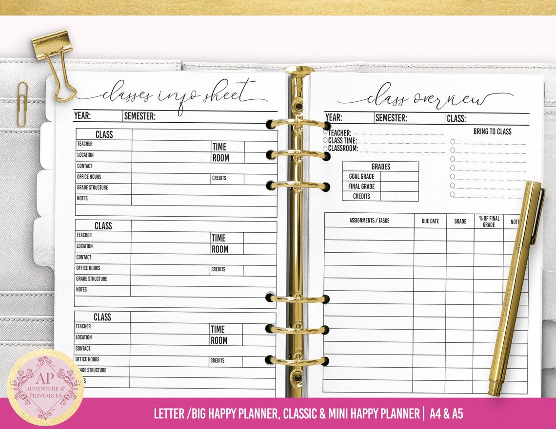College Student Printable Planner, Back to School Planner, College ...