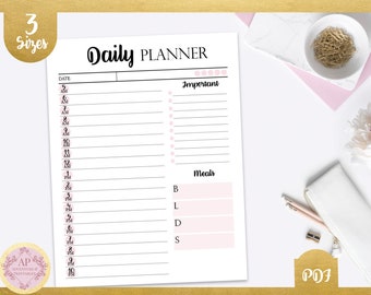 Daily Planner, Daily Printable Planner Insert, Daily Schedule Planner