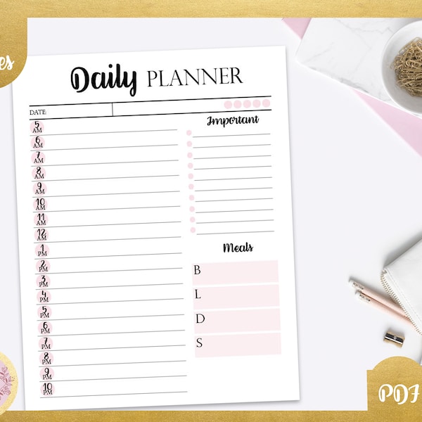 Daily Planner, Daily Printable Planner Insert, Daily Schedule Planner