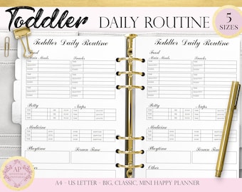 Toddler Daily Routine Planner, Toddler Eating Schedule, Toddler Sleeping Schedule Planner, Printable Happy Planner Insert