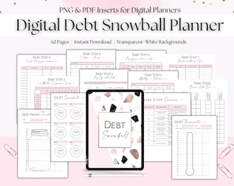 Debt Snowball Digital Planner Insert, Baby Steps Progress Tracker Digital Planner Pages, Debt Payoff Planner