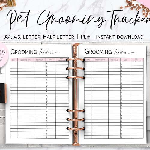 Dog Grooming Tracker Pet Grooming Schedule Printable Pet Etsy