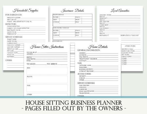 house sitting business planner house sitter planner house sitter notes professional house sitter business house sitter guide house sitting business