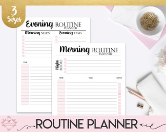 Morning Routine and Evening Routine Planner, Daily Routine Planner, Productivity Planner, Printable Planner Insert