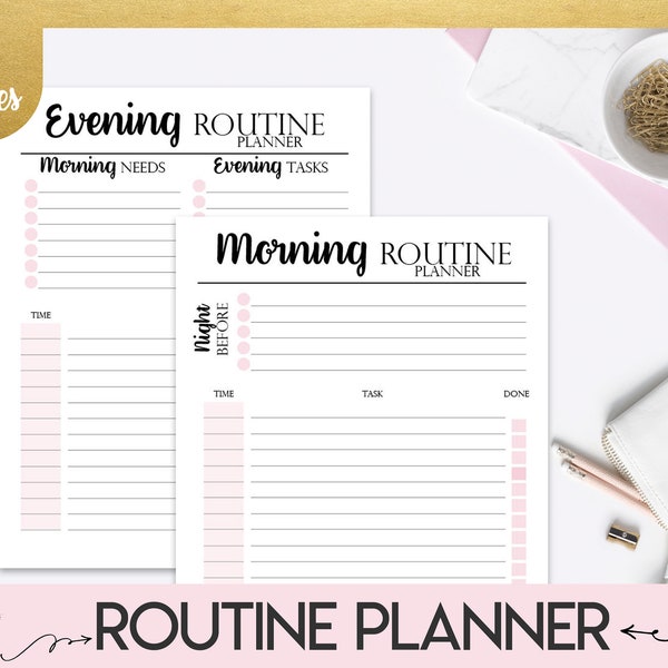 Morning Routine and Evening Routine Planner, Daily Routine Planner, Productivity Planner, Printable Planner Insert