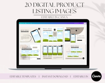 Editierbare digitale Produktlisten-Bildvorlagen, Social Media Vorlage Mockup Editierbar in Canva für Etsy-Verkäufer