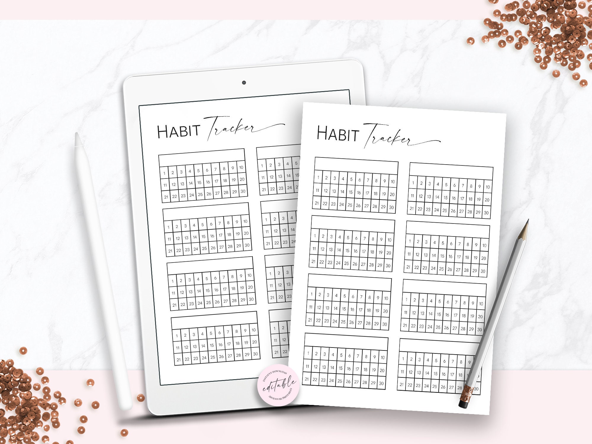 Habit Tracker Planner Insert, Happy Planner Printable Insert, Multiple ...