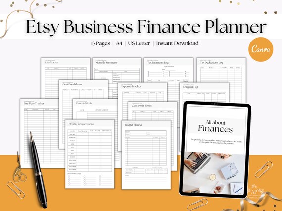 Etsy Business Finance Planner, Etsy Shop Planner, Etsy Business Planner Printable