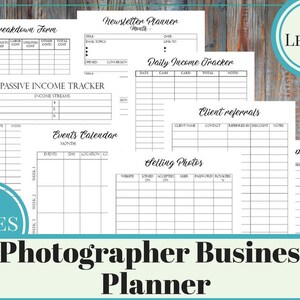 Photographer Business Planner, Printable Small Business Planner, Photo Business, Financial and Management Printable Forms, Business Forms