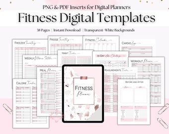 Fitness Digital Planner Template, Health Digital Planner Template, Digital Planner Inserts