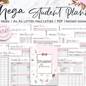 College Student Printable Planner, Back To School Planner, College Planner, Student Survival Kit, Academic Planner
