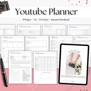 YouTube Content Strategy Planner, Social Media Planner Printable,  YouTube Content Creator Planner