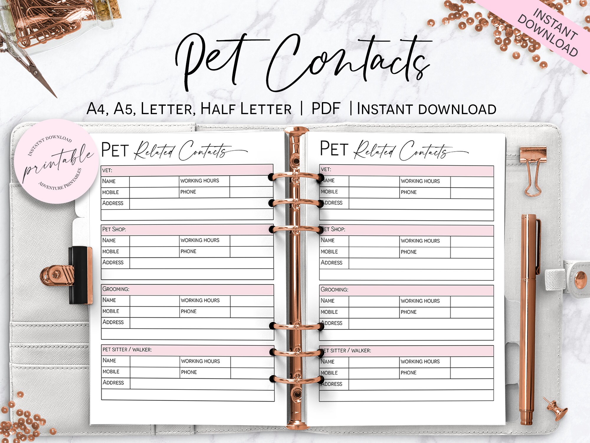 Pet Related Contacts Vet Contacts Pet sitter Contacts Pet Etsy