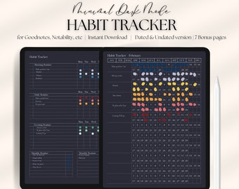 Dark Mode Habit tracker für Ipad und Tablet, Routine tracker, Motivation habit tracker, digitale und druckbare Vorlage