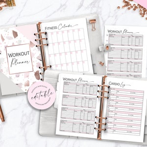 Fitnessplanerare, daglig måltidsplanerare, träningsplanerare, kalorispårare - klassisk Happy Planner utskrivbar bilaga, Mambi, Create365 bild 5