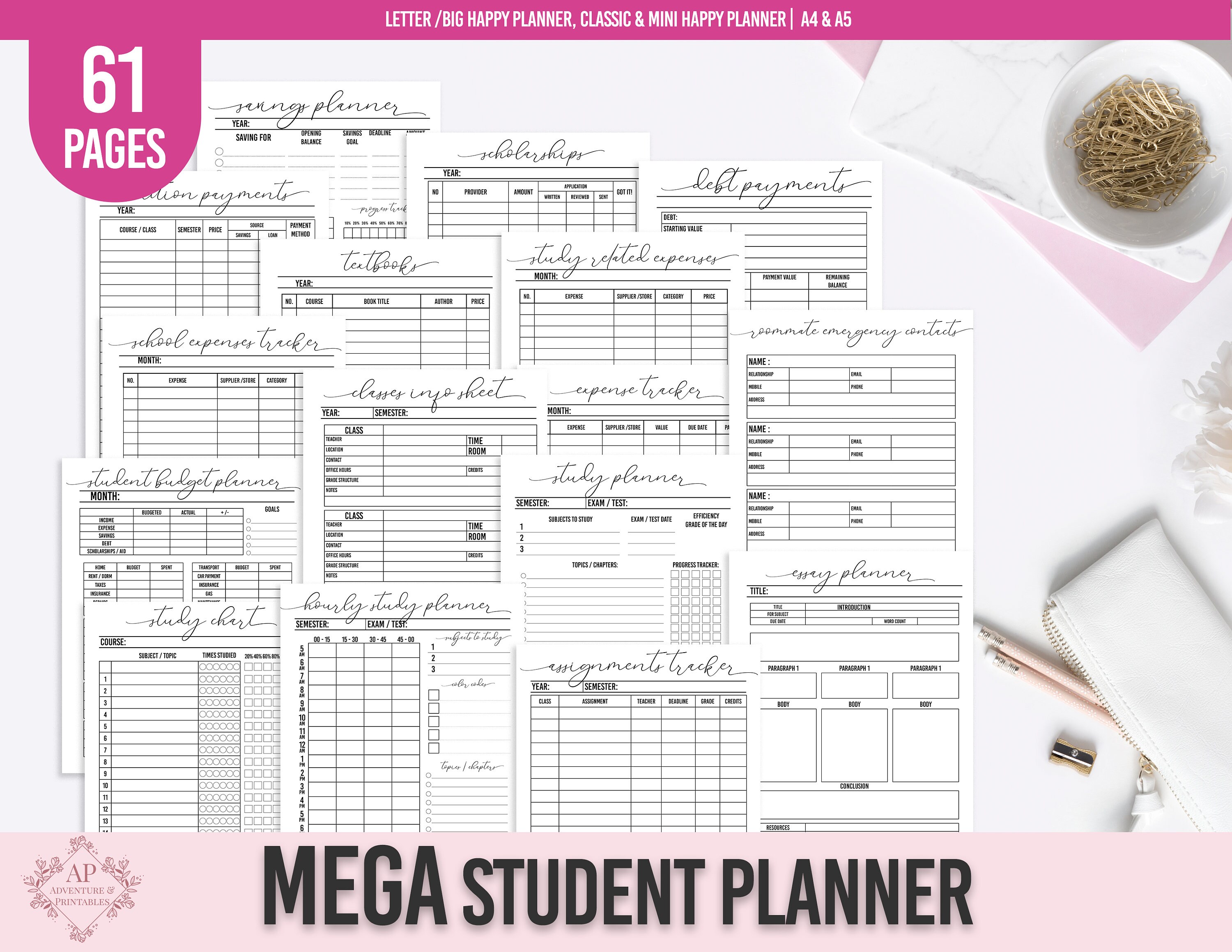 College Student Printable Planner Back to School Planner - Etsy