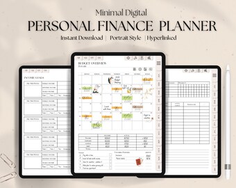 Minimal Budget Digital Planner for Goodnotes and Notability, Personal Finance Digital Planner for iPad, Digital Monthly Budget Planner