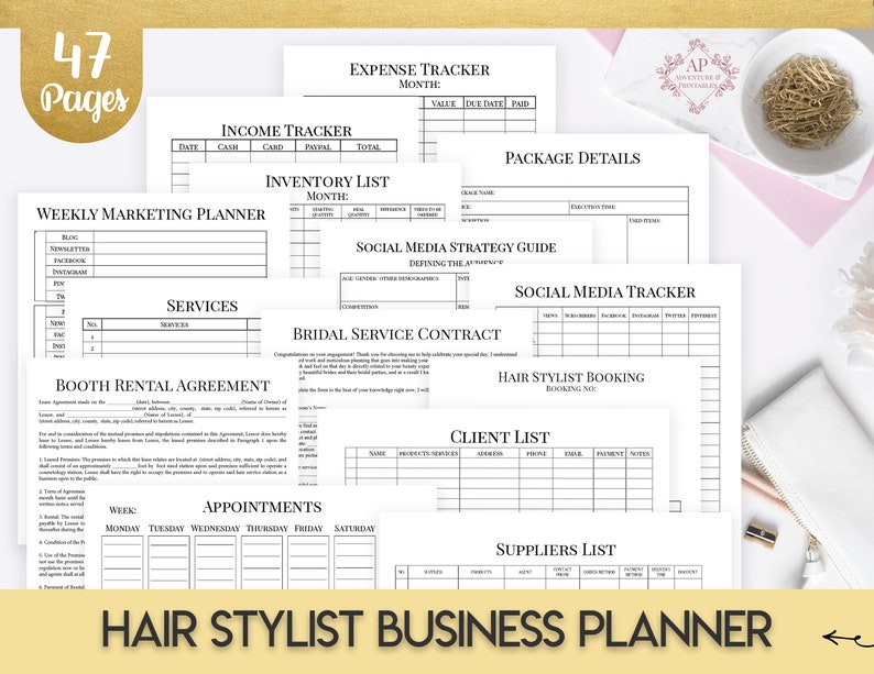 Hair Stylist Editable Business Planner And Manager Small Etsy