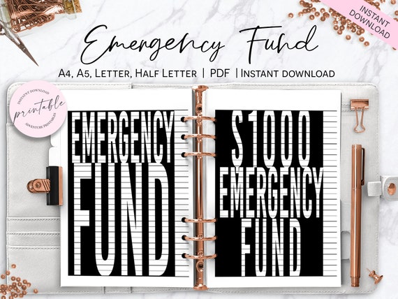 Emergency Funds Tracker, Printable Emergency Savings Tracker, Color In Sinking Fund Tracker Planner Insert