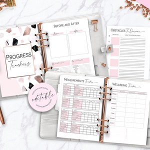 Fitnessplanerare, daglig måltidsplanerare, träningsplanerare, kalorispårare - klassisk Happy Planner utskrivbar bilaga, Mambi, Create365 bild 4
