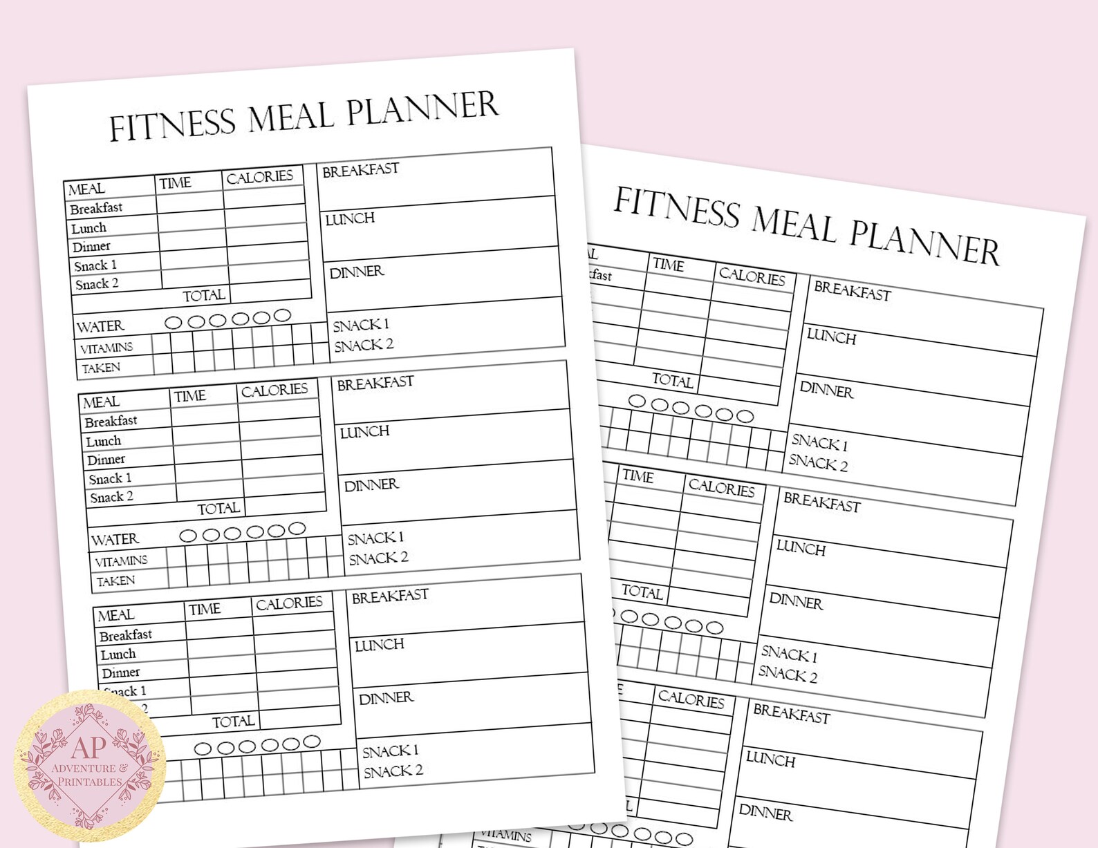 Fitness Meal Planner Printable Fitness Meal Planner Insert Etsy