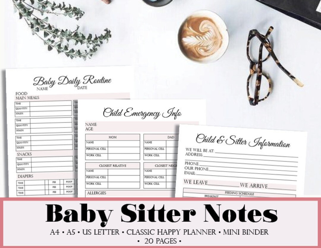 Baby Sitter Notes and Instructions, Baby Sitter Instructions, - Etsy