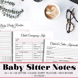 Baby Sitter Notes and Instructions, Baby Sitter Instructions,