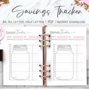 Mason Jar Savings Tracker, Editable Savings Log, Savings Goal Planner, Money Tracker, Savings Chart, Savings Challenge, Finance Tracker