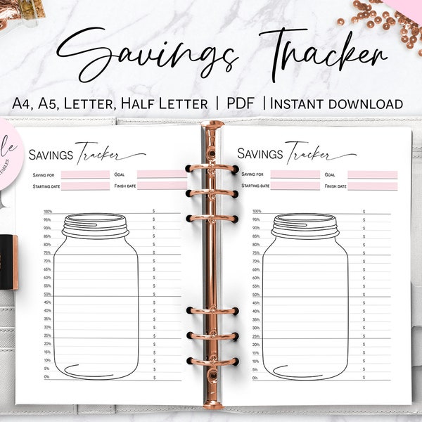 Mason Jar Savings Tracker, Editable Savings Log, Savings Goal Planner, Money Tracker, Savings Chart, Savings Challenge, Finance Tracker