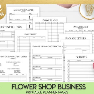 Flower Shop Business Planner and Manager, Small Business Plan, Financial and Management Printables, Trackers, Personal And Business Forms