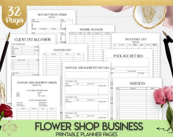 Flower Shop Business Planner and Manager, Small Business Plan, Financial and Management Printables, Trackers, Personal And Business Forms