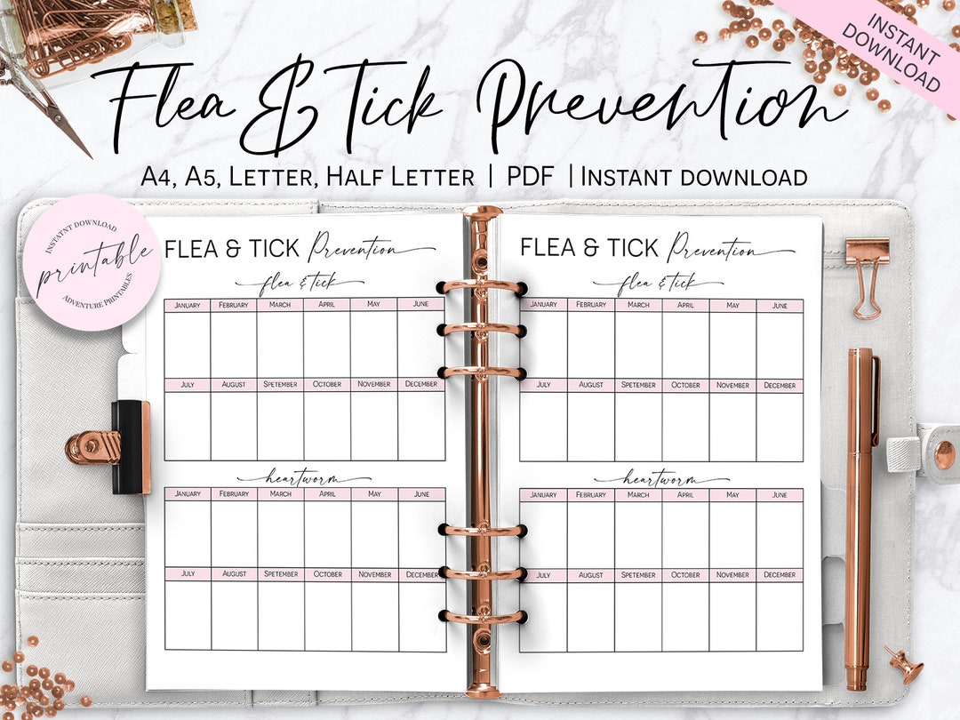 Flea and Tick Prevention Tracker, Pet Care, Pet Planner, Printable ...