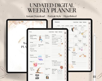 Digital Weekly Planner, Minimalist Ipad Planner, Undated Digital Planner, Digital Life Planner, GoodNotes Planner
