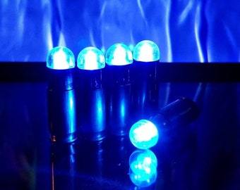 5 Blue LUMI-SHOK rounds prop ammo for cosplay, light-up vampire hunter underworld video game blade runner blaster nerf sci-fi movie display