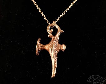 Aladdin Princess Jasmine Magic Lamp Pendant Necklace 20" gold chain Disney Genie Christmas gift oil charm fantasy fairytale jewelry