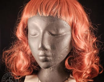Aunt Gladys orange wig costume cosplay Weapons Halloween microbang short bangs red head witch with hair net wig cap new (bell glasses daisy)