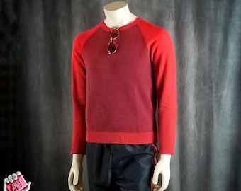 Tyler Durden Brad Pitt Fight Club Rare red color block raglan sweater Shirt - Small Medium OP523 motocross costume cosplay top jacket wwtdw?