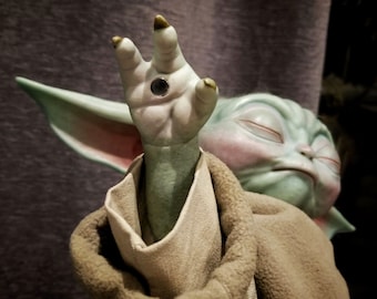 Grogu "Baby Yoda" eyelids for realistic Sideshow version hand painted silicone w/custom tin mandalorian mando accessory prop replica display