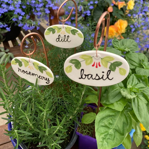 Marcadores de hierbas con colgador de cobre
