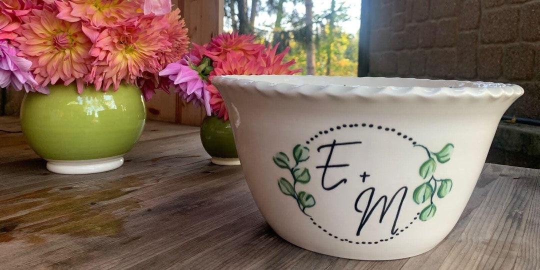 Monogram Blessing Bowl, Serve Bowl, Personalized. Food Safe Ceramic ...