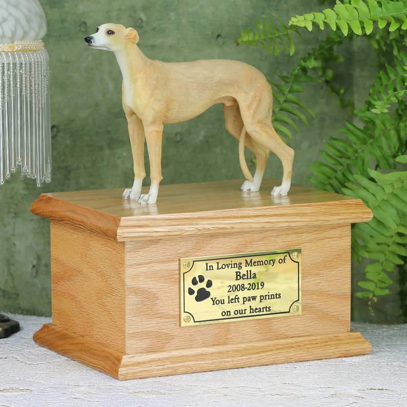 Solid Wood Oak Dog Cremation Urn/casket Tan Greyhound Etsy